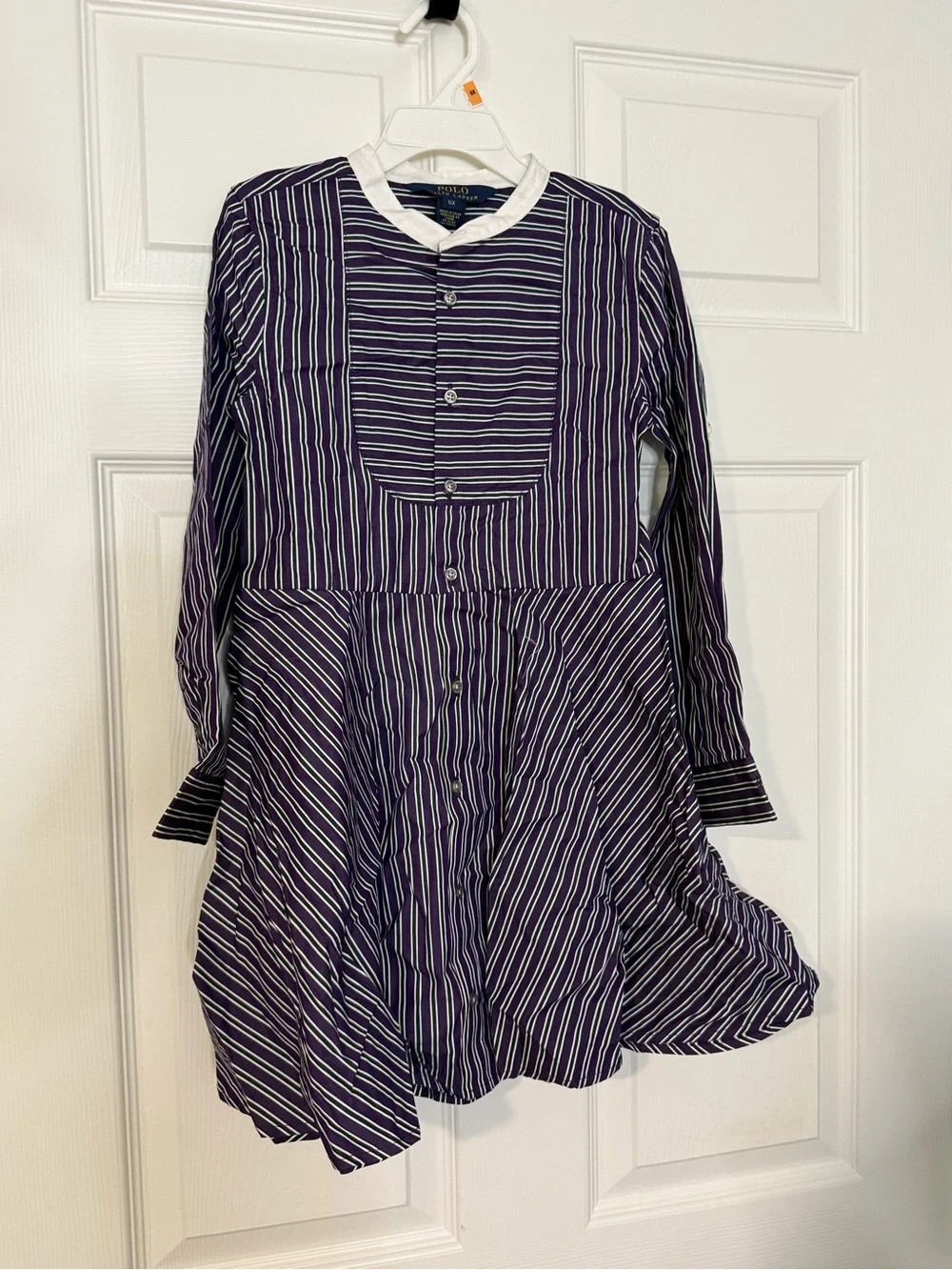 Ralph Lauren Purple Striped Girls' Dress with White Collar
